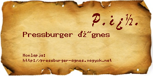 Pressburger Ágnes névjegykártya