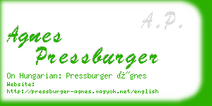 agnes pressburger business card